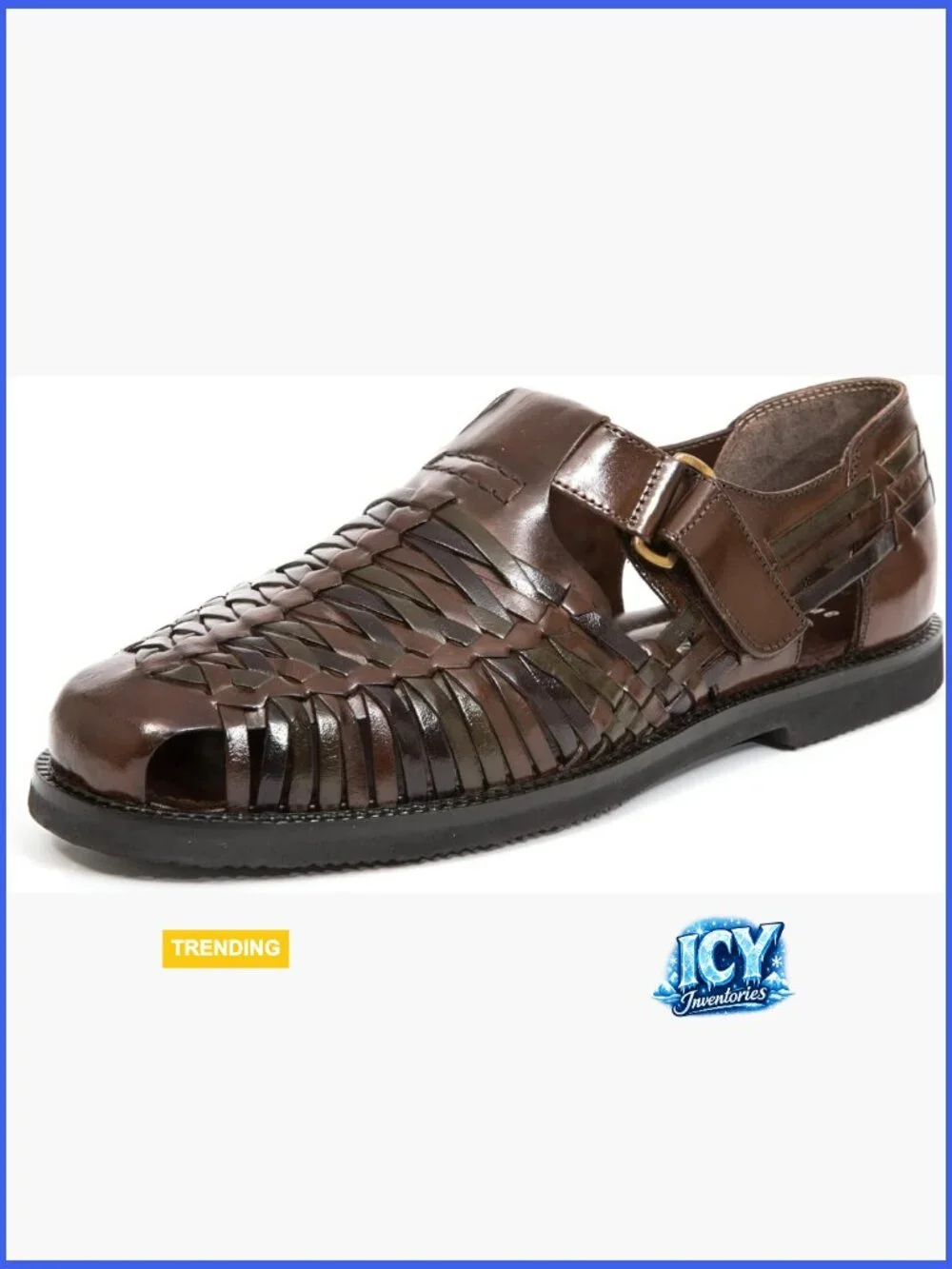 Men's Huarache Sandals Leather Hook & Loop Closure